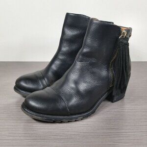 Pikolinos Tassel Zip, Cap Toe Booties, Black Leather, Womens Size 5 M / 35